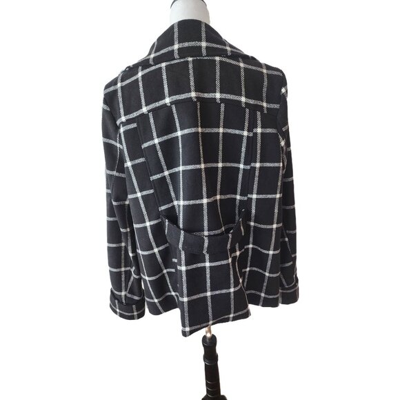 Larry Levine Black/White Plaid Womens Jacket - LARGE - Pockets - Button closure - Picture 4 of 9